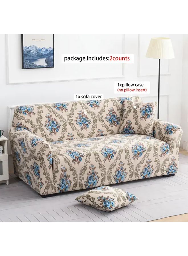 Baroque Stretchable Sofa Cover For 3 Seater Vintage Floral Print Soft Breathable Fabric Machine Washable - Image 1